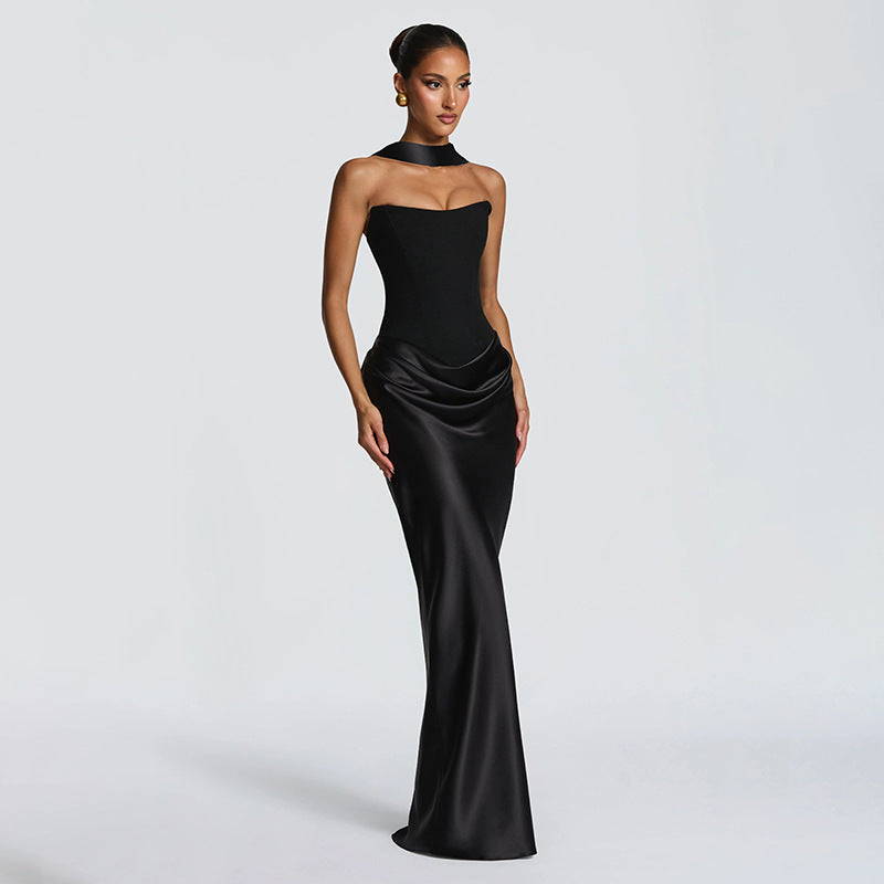 Elegant Sleeveless Ribbon Accent Bodycon Dress