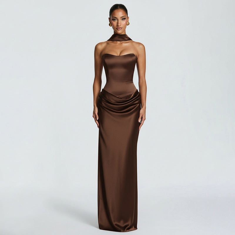 Elegant Sleeveless Ribbon Accent Bodycon Dress